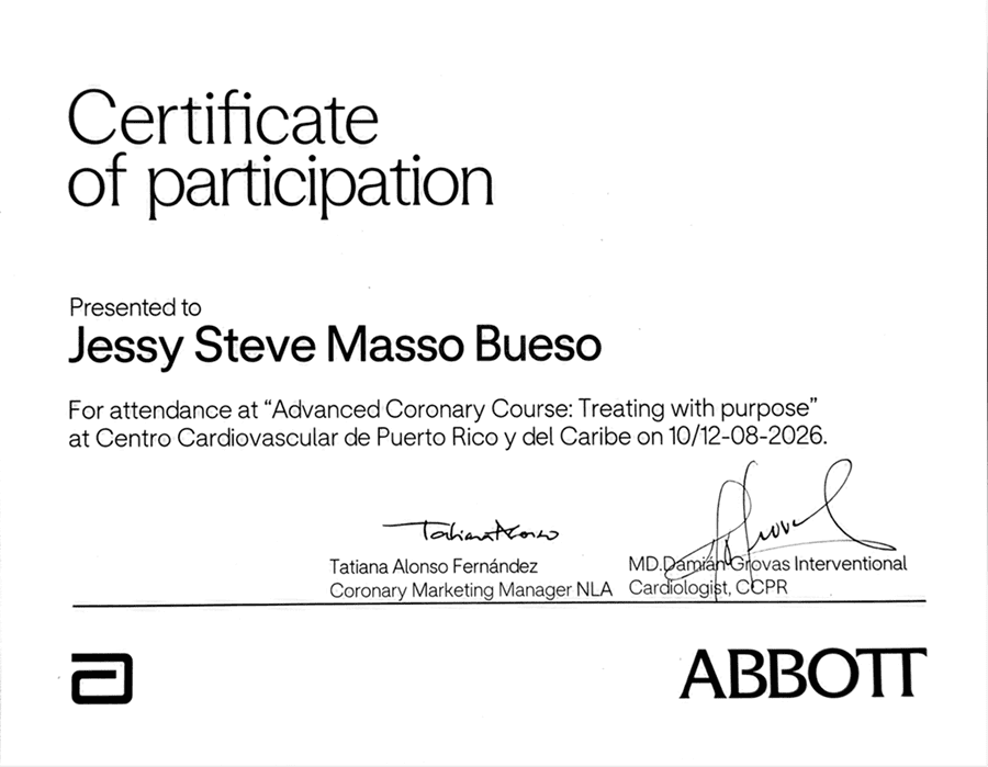 Certificado o constancia 11 del Dr. Steve Masso