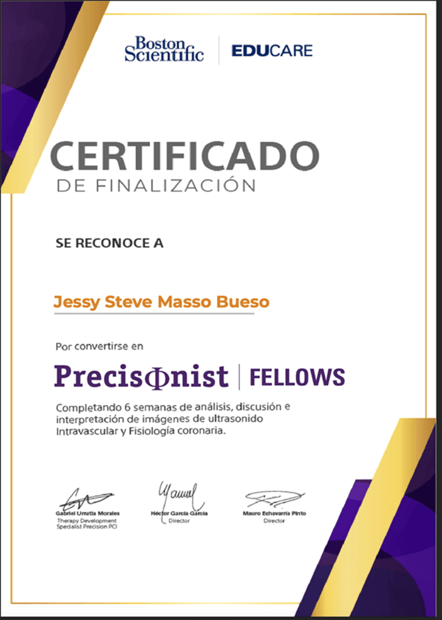 Certificado o constancia 14 del Dr. Steve Masso