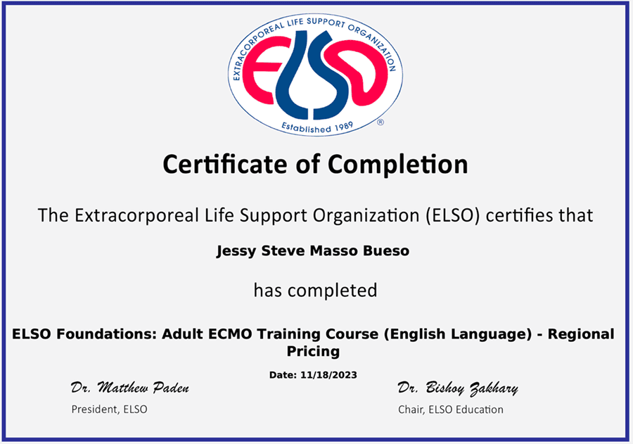 Certificado o constancia 16 del Dr. Steve Masso