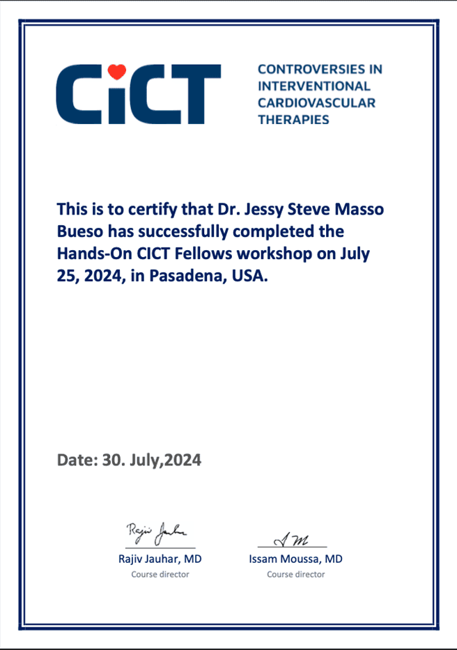 Certificado o constancia 22 del Dr. Steve Masso