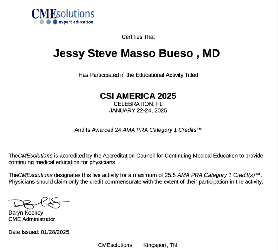 Certificado o constancia 24 del Dr. Steve Masso