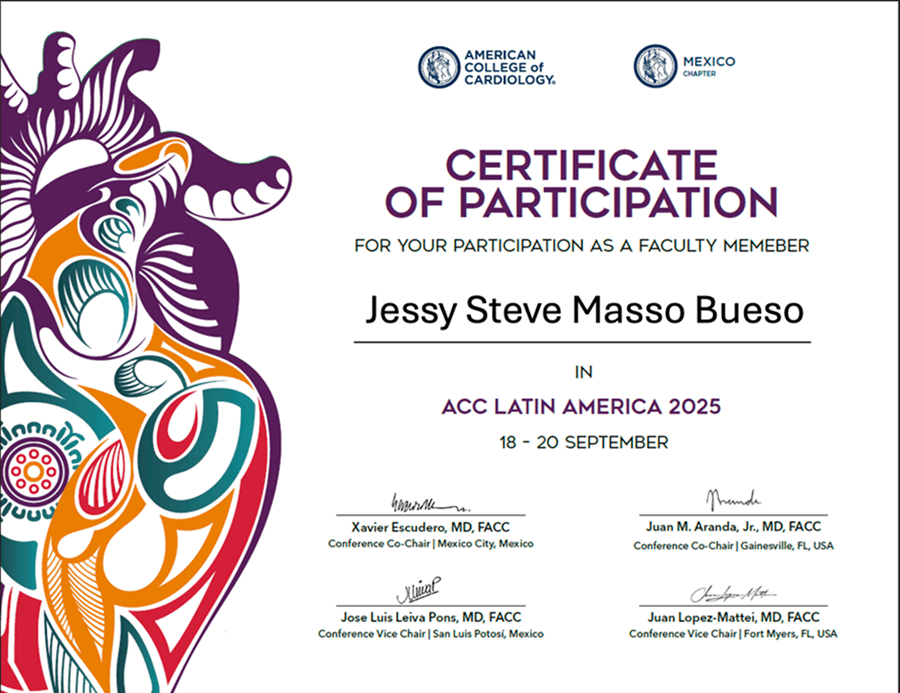 Certificado o constancia 25 del Dr. Steve Masso