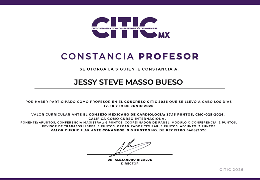 Certificado o constancia 26 del Dr. Steve Masso
