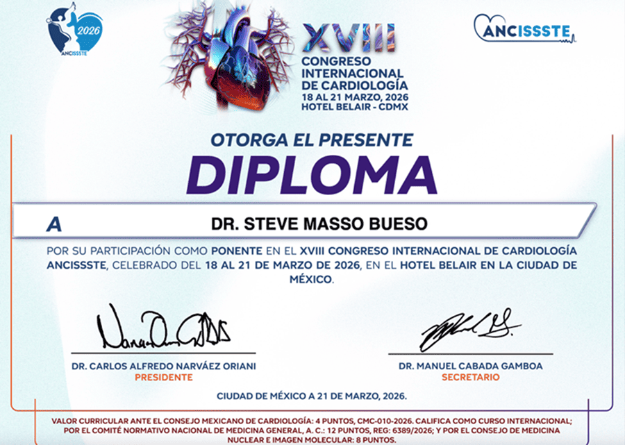 Certificado o constancia 28 del Dr. Steve Masso