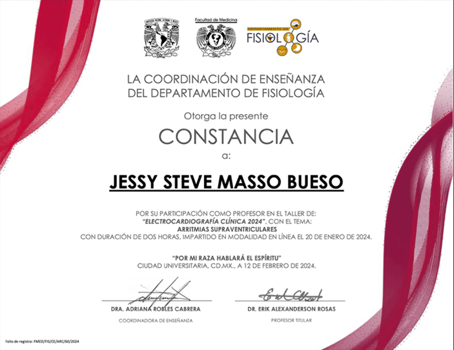 Certificado o constancia 3 del Dr. Steve Masso