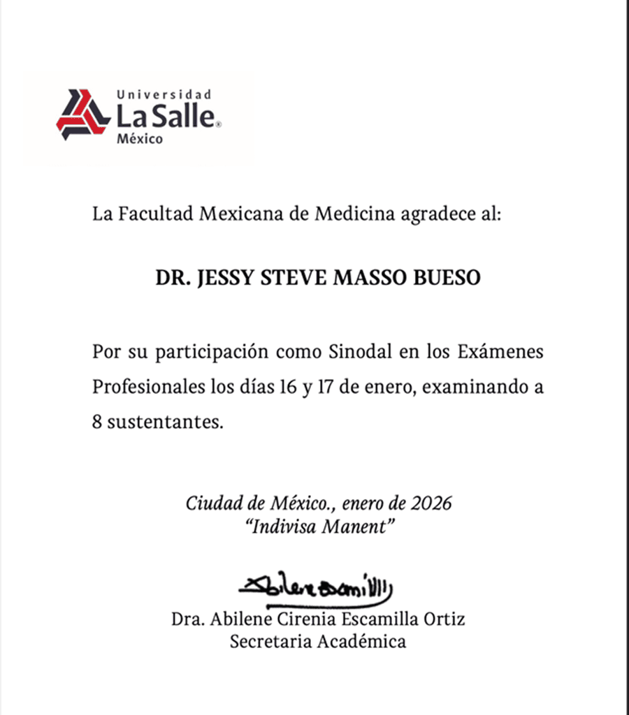 Certificado o constancia 5 del Dr. Steve Masso